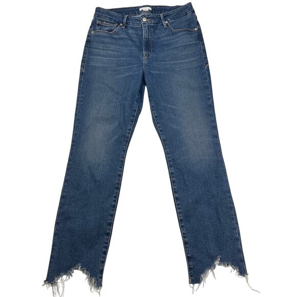 Good American Good Legs Cigarette V-Notch Chopped Hem Jeans GLSPL67T Size 8/29 - Picture 2 of 12